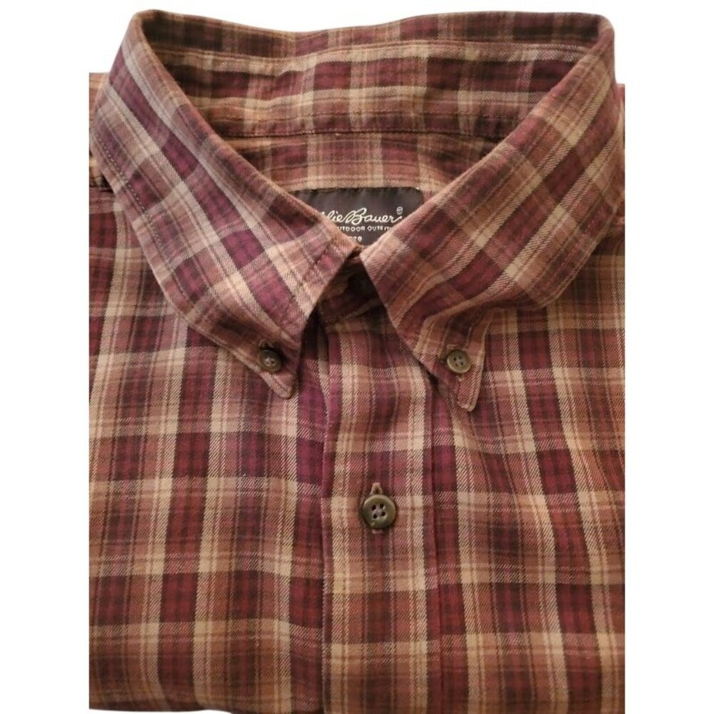 Eddie Bauer Plaid Button Down Shirt Men’s XL Cotton Outdoor Casual